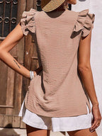 Stunncal Casual V-Neck Ruffle Sleeveless Shirt (5 Colors)