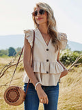 Stunncal Button V Neck Tops