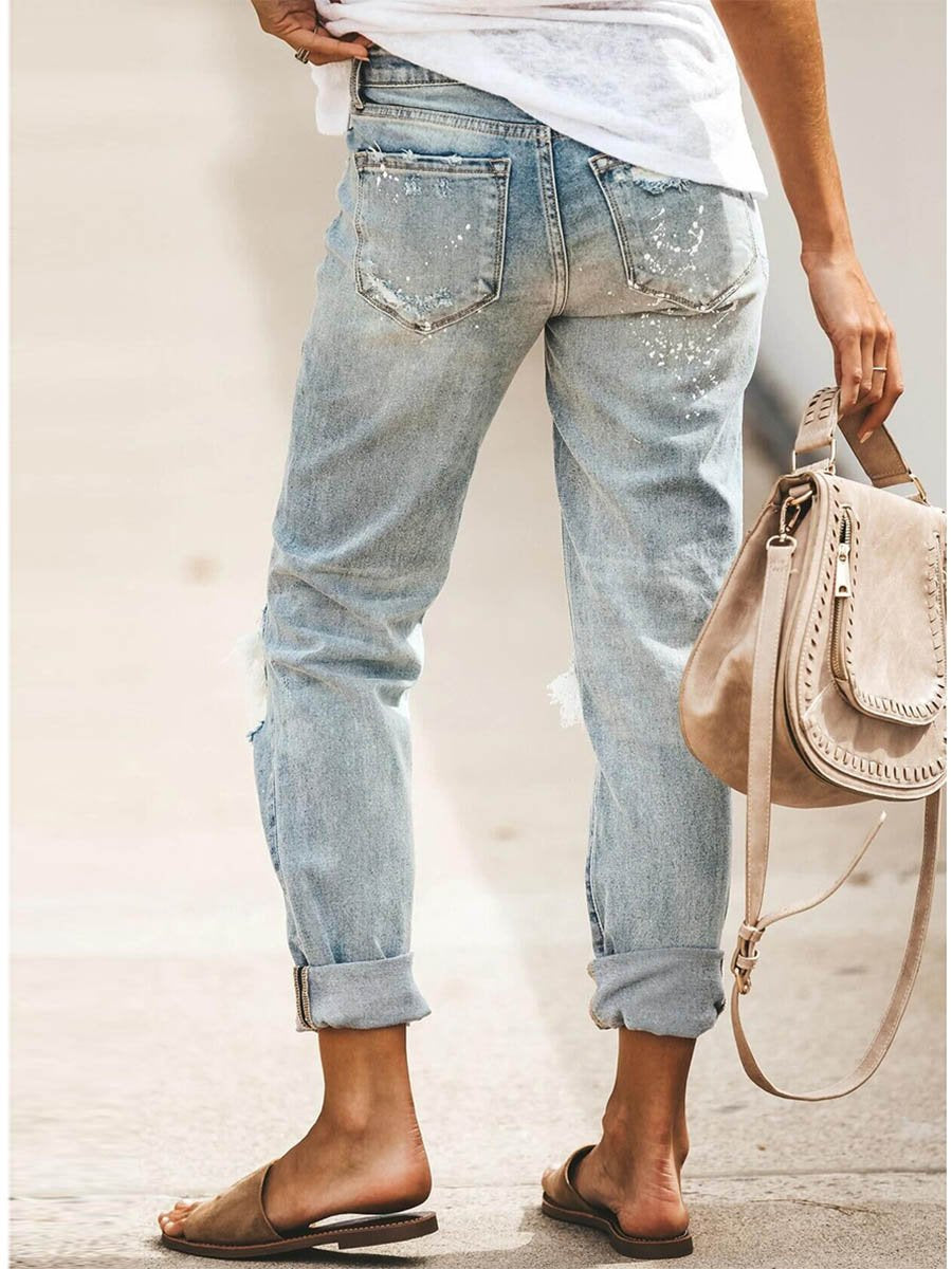 Stunncal  Washed Casual Ripped Jeans