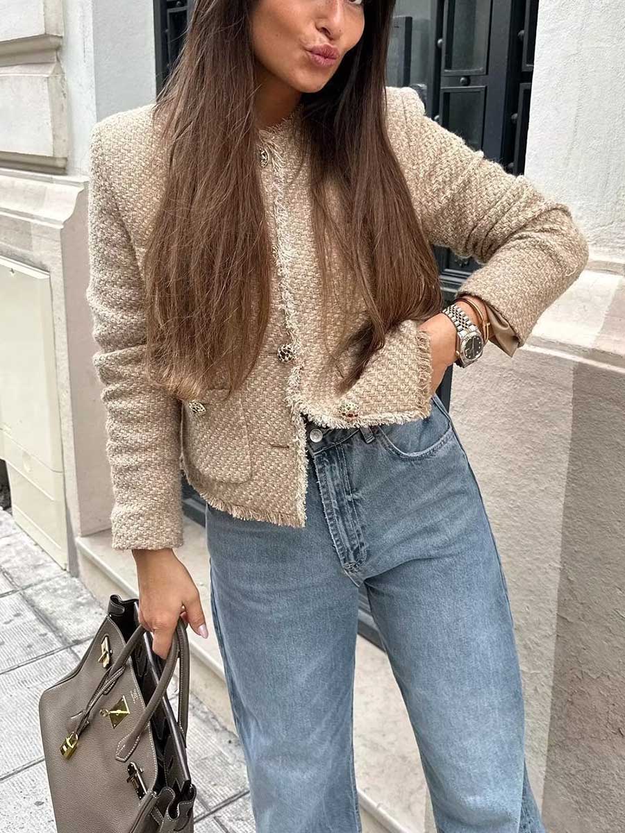 Stunncal Metal Buttoned Chunky Jacket Top